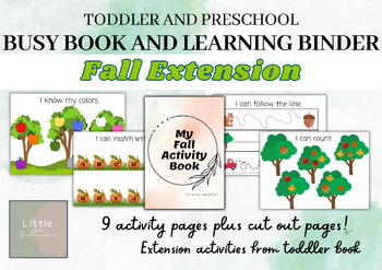 Preview of Fall Toddler and Preschool Activity Book, Busy Book, Morning Menu. PreK-Kinder