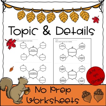 Preview of Fall Topic and Detail Graphic Organizer Worksheets