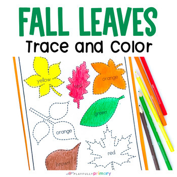 Preview of Fall Tracing Lines, Fall Leaves Coloring Pages, Fall Fine Motor Worksheets