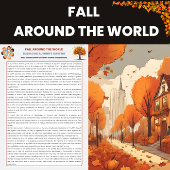 Preview of Fall Traditions Around the World Reading Comprehension | Autumn Traditions