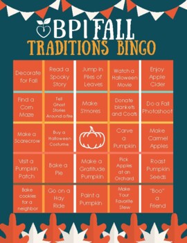 Fall Traditions Bingo by Behavioral Perspective Inc | TPT