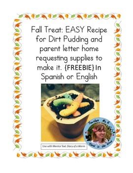 Preview of Fall Reading Celebration Treat: Dirt Pudding Recipe FREE