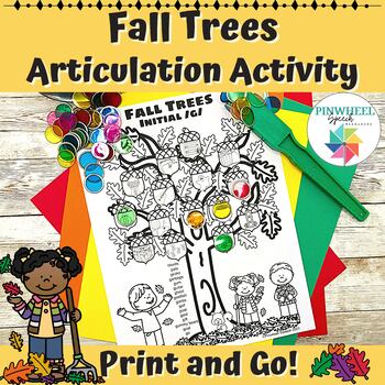 Preview of Fall Trees Printable Articulation Activity No Prep Speech Therapy Autumn Leaves