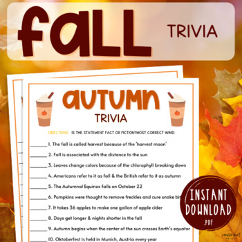 Thanksgiving Trivia Activity, Seasonal Brain Break Game