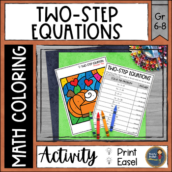Preview of Fall Two Step Equations Math Color by Number - Thanksgiving