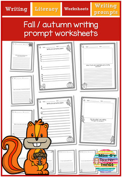 Preview of Fall (USA) and autumn (UK) English writing prompts - No prep worksheets