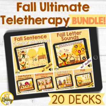 Preview of Fall Ultimate Teletherapy Boom Cards Bundle