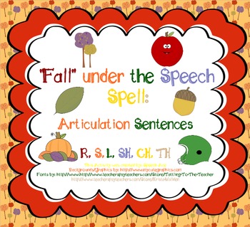 Preview of Fall Under the Speech Spell: Articulation Sentences Pack (R,S,L,SH,CH,TH)