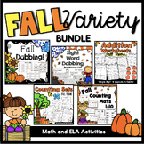 Fall Variety Bundle Math and Literacy Kindergarten