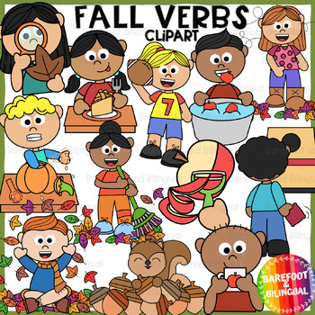 Preview of Fall Verbs Clipart - Grammar Clipart
