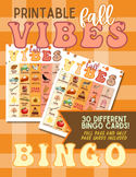 Fall Vibes - Classroom Bingo PDF - 30 Cards - Calling Card