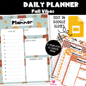 Preview of Fall Vibes Daily Planner (Google Slides Editable)