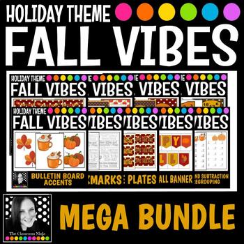 Preview of Fall Vibes MEGA BUNDLE of Decor Writing Math Reading Pumpkins Leaves Autumn