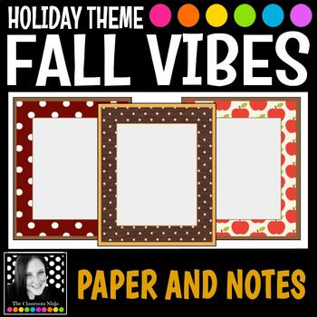 Preview of Fall Vibes Paper and Teacher Notes FREE for Autumn Writing and Printing