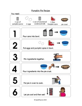 Fall Visual Recipe for Special Needs - Pumpkin Pie - Thanksgiving ...