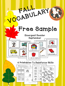 Preview of Fall Vocabulary Free Sample --  Emergent Readers, Skills Worksheets (Boardmaker)