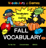 Fall Vocabulary & Games: Sept, Oct, Nov BINGO, Concentrati