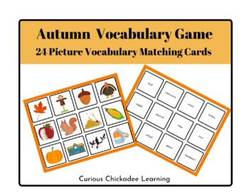 Fall Vocabulary Matching Game by Curious Chickadee Learning | TPT