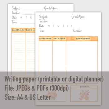 Preview of Fall Vocabulary Note Template