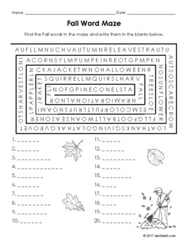 Fall Vocabulary Word Puzzles by abcteach on TpT | TPT