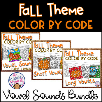 Preview of Fall Phonics Color by Code Worksheets