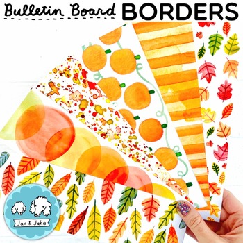 Preview of Fall Watercolor Bulletin Board Borders - Printable Thanksgiving Classroom Decor