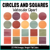 Fall Watercolor Circle and Square Clipart
