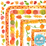 Fall Watercolor Clipart Borders - Thanksgiving, Pumpkin, L
