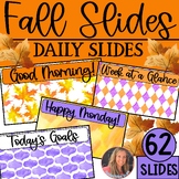 Fall Watercolor Daily Agenda Slide Templates | Halloween Slides