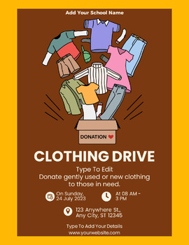 Preview of Clothing & Coat Drive Flyers (4) Fully Customize your Flyers - Ready to Edit!