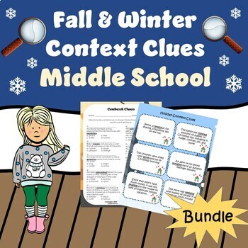 Preview of Middle School Fall & Winter Vocabulary Activity Worksheets MEGA BUNDLE!