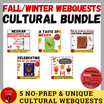 Preview of Fall/Winter Cultural Webquests Bundle | Authentic Spanish Activities