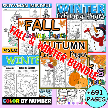 Preview of Fall & Winter Holidays Themed Seasonal Coloring Pages Activities Sheets Bundle