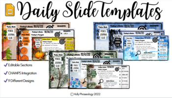 Preview of Fall Winter Snow Daily Google Slide Templates BUNDLE