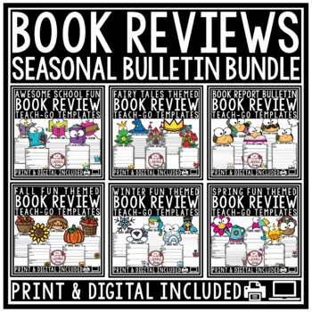 Preview of Fall Winter Spring Book Report Bulletin Board, Book Review Writing Templates