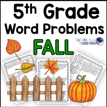 Preview of Fall Word Problems Math Practice 5th Grade Common Core