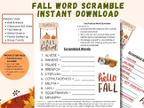 Fall Word Scramble, Thanksgiving Brain Teaser/Puzzle, Clas