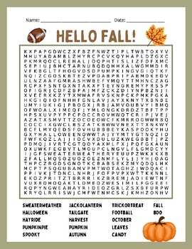 Fall Word Search by Keeping Joy In The Classroom | TPT