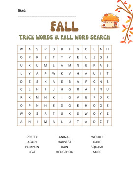 Preview of Fall Word Search