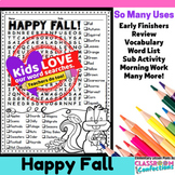 Fall Word Search Activity : Early Finishers : Morning Work