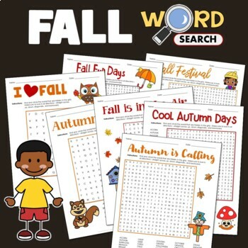 Preview of October September Theme Activity Fall Word Find and Search Puzzle Worksheets