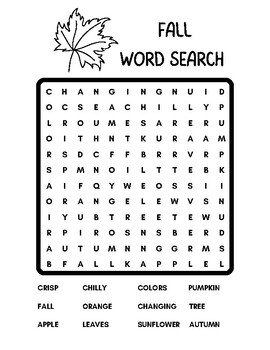 Fall Word Search | Autumn Word Search by Miss H's Harmony | TPT