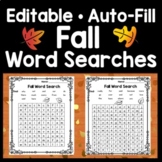 Fall Word Search - Editable with Auto-Fill!  {3 Different Sizes!}