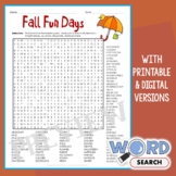 Hard Word Search Fall Activities For Middle School Septemb