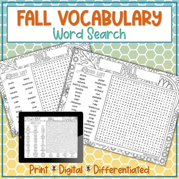 Preview of Fall Word Search Puzzle Activity