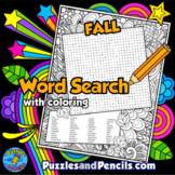 Fall Word Search Puzzle Activity Page with Coloring | Autu