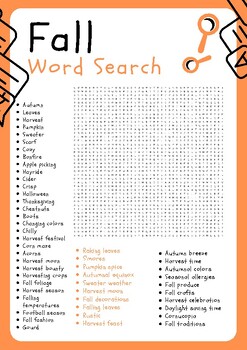 Fall Word Search Puzzle Worksheets, Autumn No Prep Activity by Digital ...