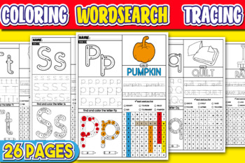 Preview of Fall Word Search Puzzles | Alphabet Handwriting A-Z | Tracing & Writing Letter