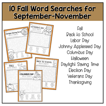 Fall Word Searches by Cheerful Teaching | Teachers Pay Teachers