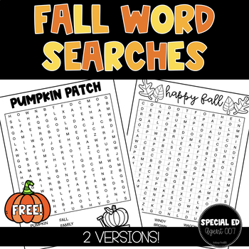 Preview of Fall Word Searches -Fall Activities! -FREEBIE!